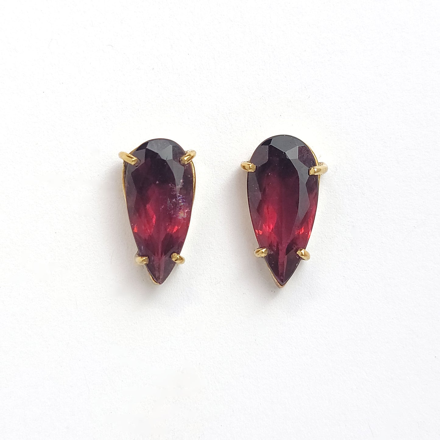 Earrings Solitaire - Red Tourmaline