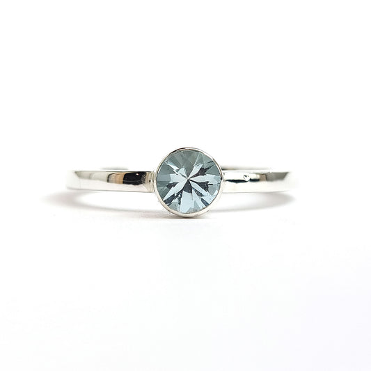 Bezel Sterling Silver Ring - Aquamarine
