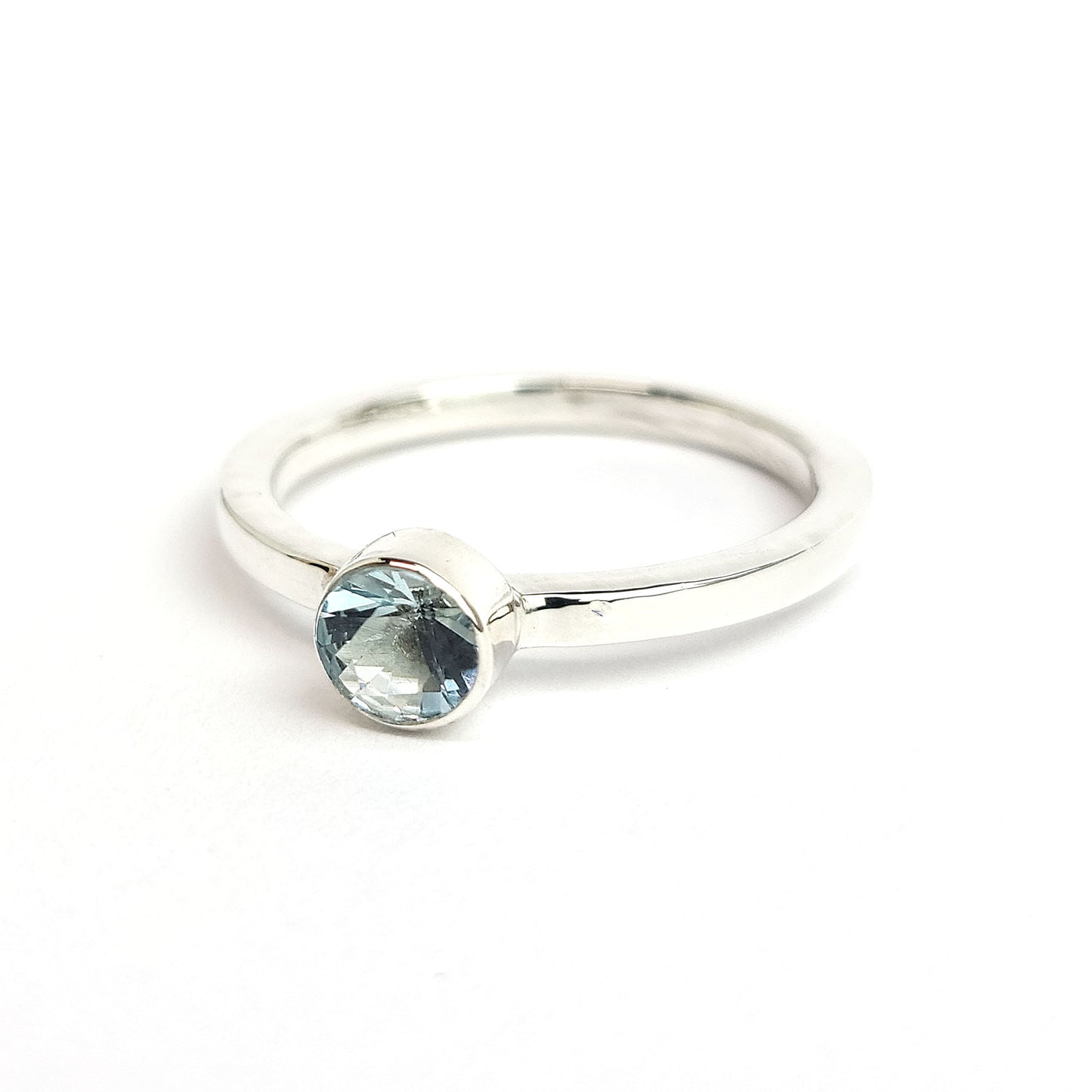 Bezel Sterling Silver Ring - Aquamarine