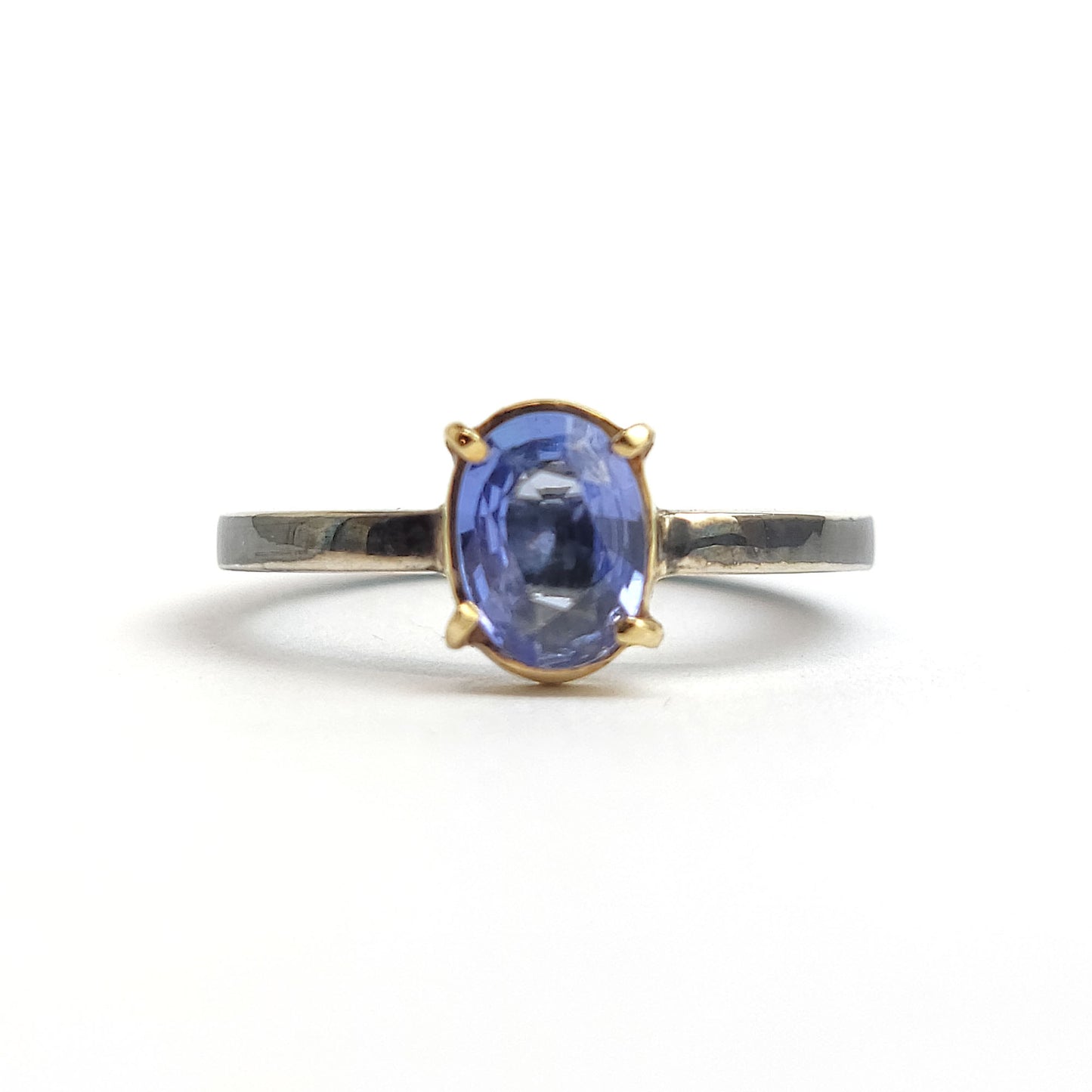 Blue Sapphire - 18k Yellow Gold - Sterling Silver Ring