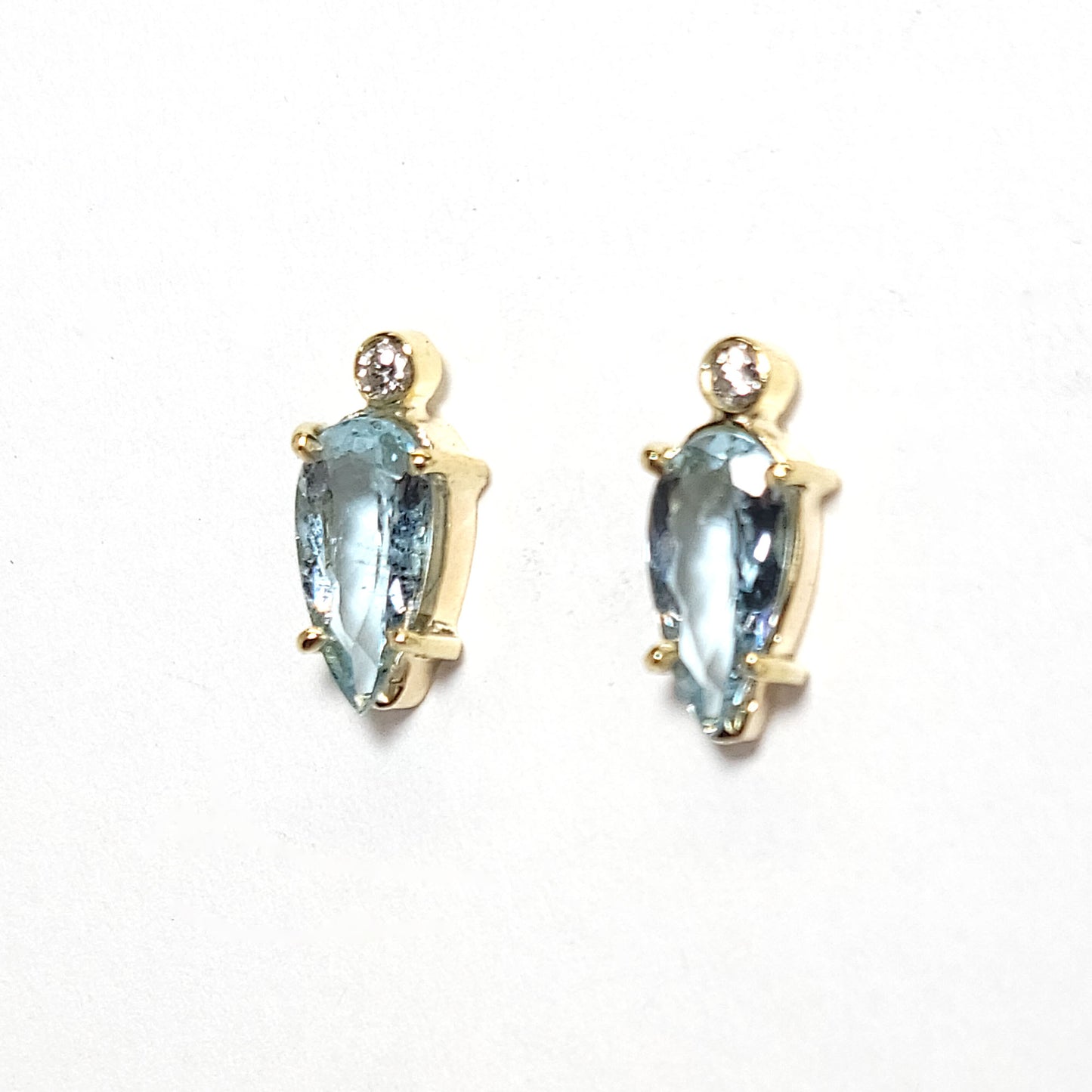 Earrings gold - Aquamarine and Diamonds