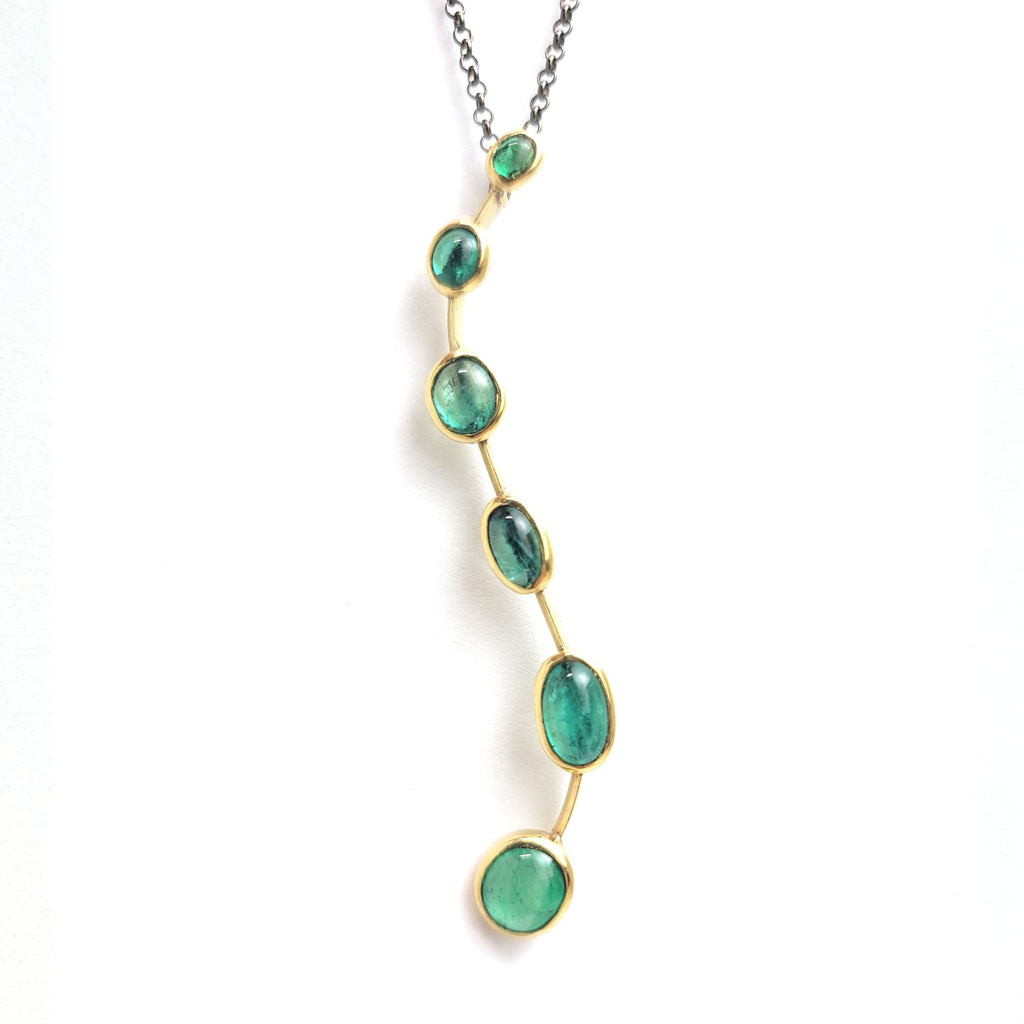 Gold Pendant - Cabochon emeralds