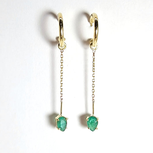 Earrings Loop - emeralds long