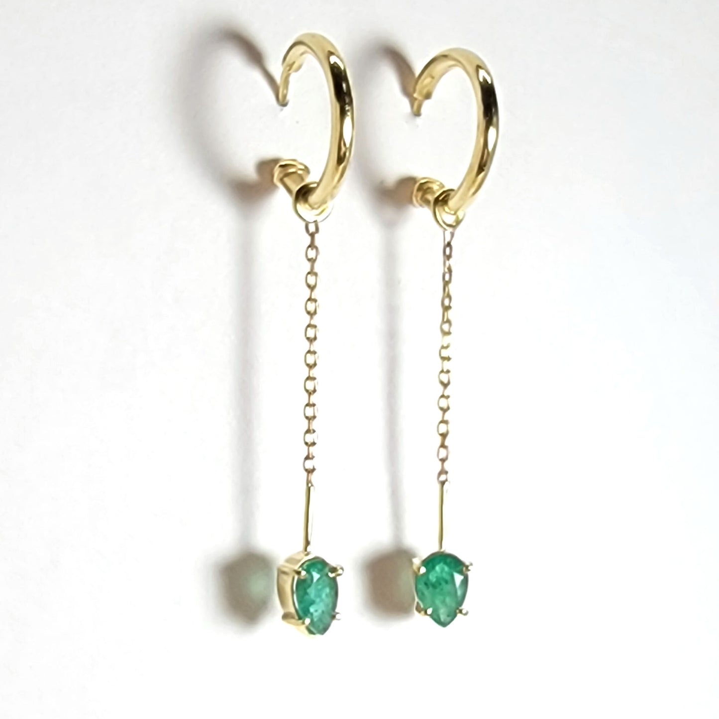 Earrings Loop - emeralds long