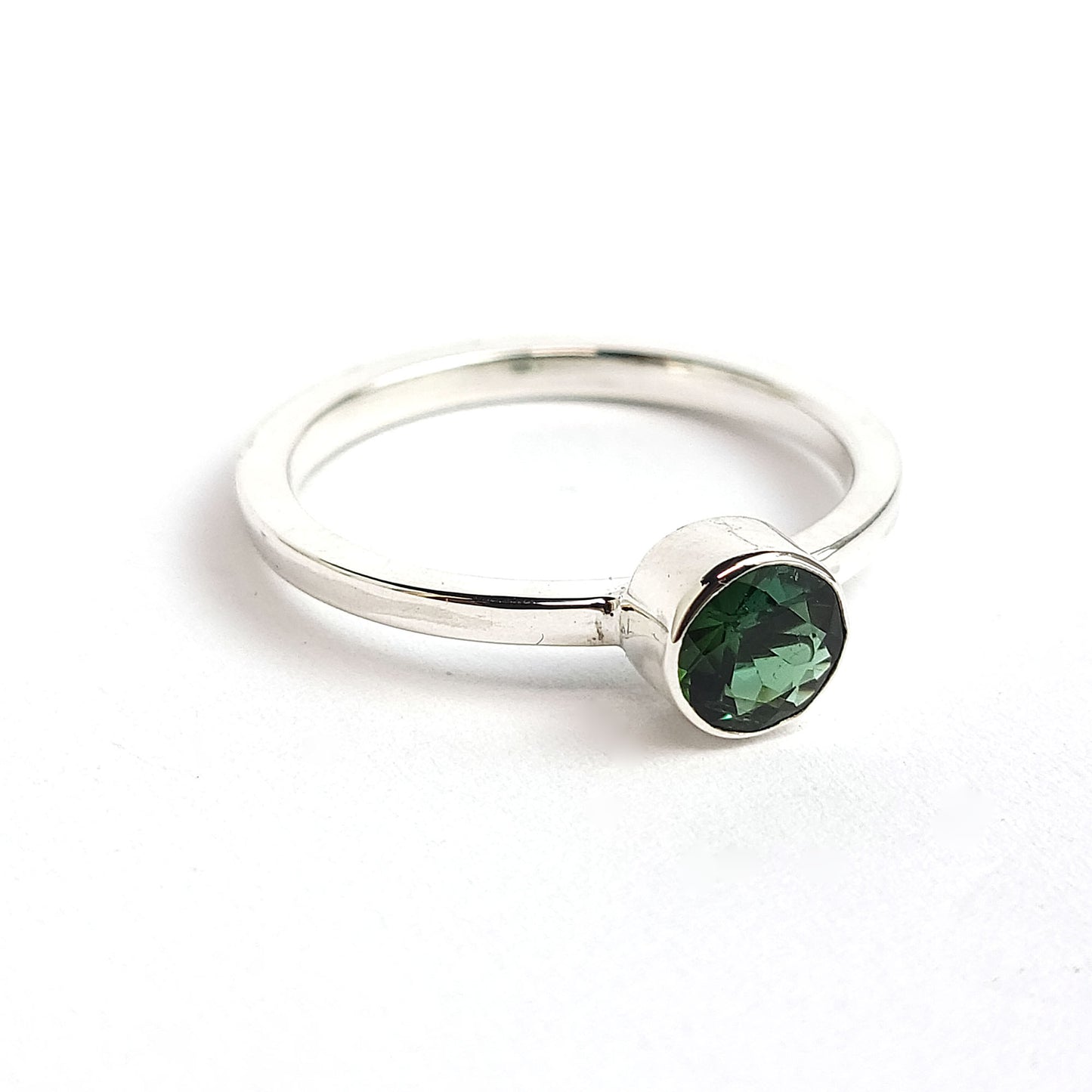 Bezel Sterling Silver Ring - green tourmaline