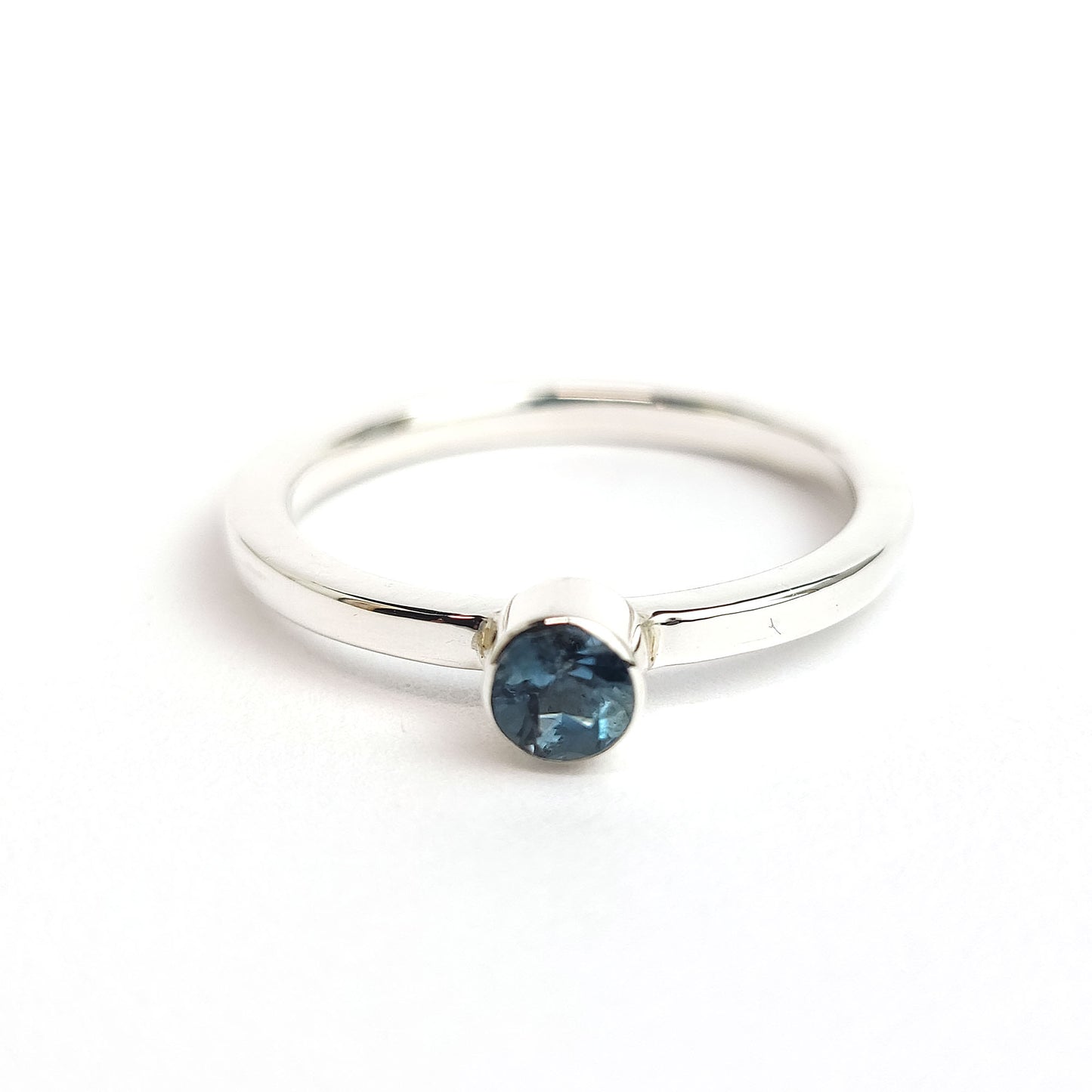 Bezel Sterling Silver Ring - blue tourmaline